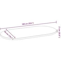 Tafelblad 100x50x2 cm ovaal massief eikenhout lichtbruin - thumbnail