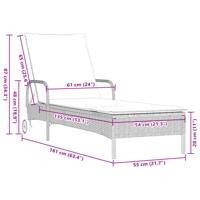Ligstoelen 2 st met kussen poly rattan lichtgrijs - thumbnail