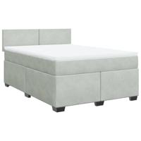 Boxspring met matras fluweel lichtgrijs 160x200 cm - thumbnail
