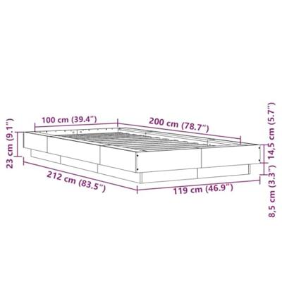 Bedframe met LED-verlichting gerookt eikenkleurig 100x200 cm