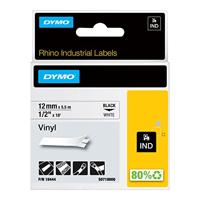 Dymo RHINO vinyltape 12 mm, zwart op wit - thumbnail