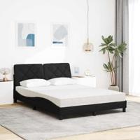 Bed met matras stof zwart 140x200 cm - thumbnail
