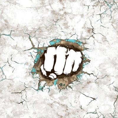 Noordwand behang friends & coffee concrete boxing fist grijs en wit