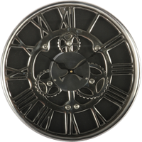 Wandklok Delani groot glans chroom - thumbnail