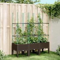 VidaXL Plantenbak met latwerk 120x40x142,5 cm polypropeen bruin - thumbnail