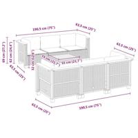 7-delige Loungeset met kussens poly rattan beige - thumbnail