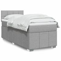 Boxspring met matras stof lichtgrijs 120x190 cm - thumbnail