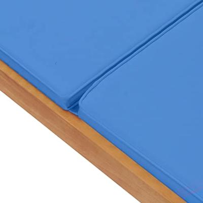Ligbed met kussen massief teakhout blauw - thumbnail