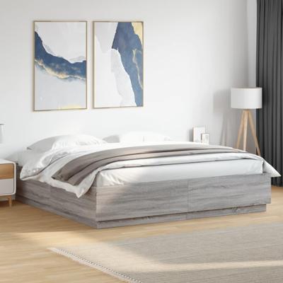 Bedframe bewerkt hout grijs sonoma eikenkleurig 180x200 cm