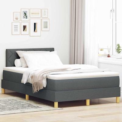 Boxspring Bed met Matras & LED Donkergrijs 120x190 cm Stof