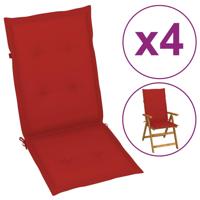 VidaXL Tuinstoelkussens 4 st hoge rug 120x50x3 cm stof rood - thumbnail
