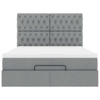 Ottoman bed met matras 140x200cm stof lichtgrijs - thumbnail