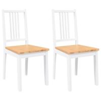 Eetkamerstoelen 2 st massief hout rubber wit - thumbnail