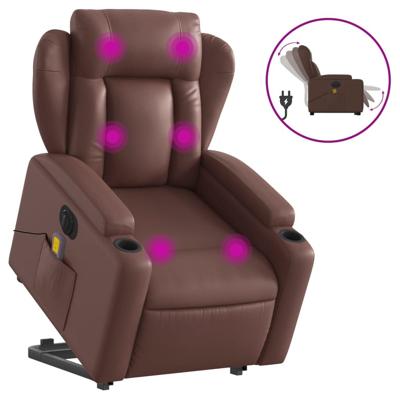 Sta-op-massagestoel elektrisch kunstleer bruin