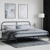 Bedframe met hoofdbord metaal zwart 193x203 cm - thumbnail