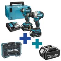 Makita DLX2528TJ 18V Combopack DHP489 Klopboormachine + DTD173Z Slagschroevendraaier 5,0 Ah accu (2 st), in Mbox - thumbnail