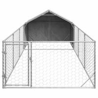 Hondenkennel met ren 7x2x1,5 m gegalvaniseerd staal - thumbnail