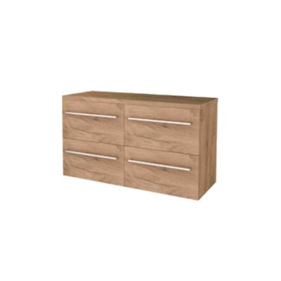 Basic-Line Start 46 Badkamermeubelset - 120 x 46 cm - Met Grepen - 4 Lades - Wastafelblad - Whisky Oak
