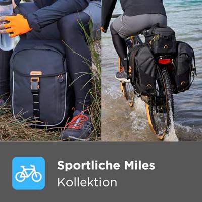 Basil miles tarpaulin - dubbele fietstas, waterdicht, 34l, zwart/oranje