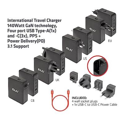club3D CAC-1917 USB-laadstation 140 W 1x USB-A, 3x USB-C USB PD Zwart Binnen GaN - thumbnail
