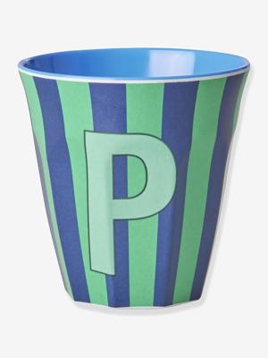 Gestreepte melamine beker LETTER P rice, medium 250 ml meerkleurig