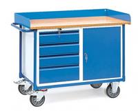 Fetra Hauptartikel 2438 Tafel en kabinetwagen Staal Poedercoating Laadvermogen (max.): 400 kg Stralend blauw (RAL 5007) - thumbnail
