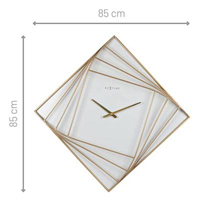 NeXtime NE-3268 Turning Square Wandklok Groot 85 cm Goud/Wit/Metaal NeXtime NE-3268 Turning Square Wandklok Groot 85 cm Goud/Wit/Metaal