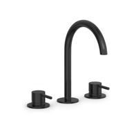 Wastafelmengkraan Hotbath Cobber 3 gats 2-hendel Gebogen 26.1 cm Geborsteld Zwart PVD - thumbnail