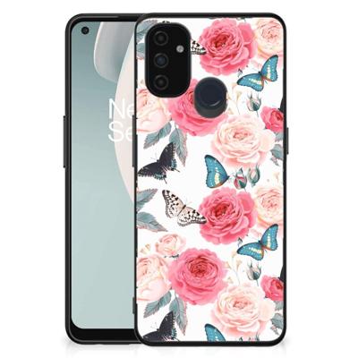 OnePlus Nord N100 Bloemen Hoesje Butterfly Roses OnePlus Nord N100 Bloemen Hoesje Butterfly Roses