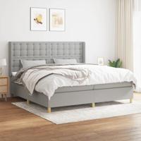Boxspring met matras stof lichtgrijs 200x200 cm - thumbnail