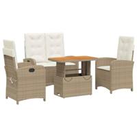 4-delige Tuinset met kussens poly rattan beige - thumbnail