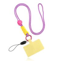 Telefoonkoord Macramé met Telefoon bevestiging - Paars Geel - thumbnail
