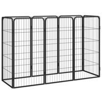 VidaXL Hondenkennel 8 panelen 50x100 cm gepoedercoat staal zwart - thumbnail