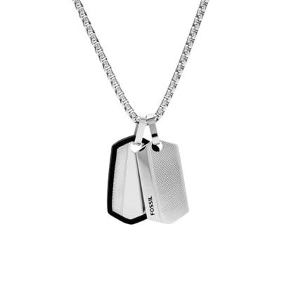 Fossil JF03996040 Ketting Vintage Casual staal zilverkleurig-zwart 61 cm Fossil JF03996040 Ketting Vintage Casual staal zilverkleurig-zwart 61 cm