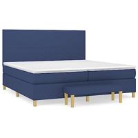 Boxspring met matras stof blauw 200x200 cm - thumbnail