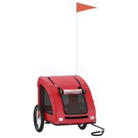 Hondenfietstrailer oxford stof en ijzer rood - thumbnail