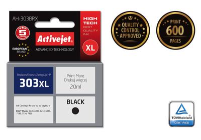 Activejet AH-303BRX inkt (vervanging HP 303XL T6N04AE; Premium; 20ml; zwart)
