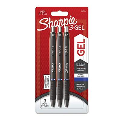 Sharpie S-gel roller, medium punt, blister van 3 stuks, blauw Sharpie S-gel roller, medium punt, blister van 3 stuks, blauw