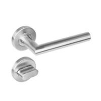 Deurkruk 1272 rechte Hoek 90°op rond rozet staal met 7mm nok met WC 7mm RVS - thumbnail