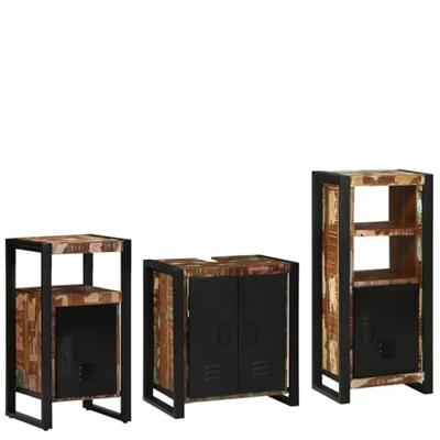 Badkamermeubelset met lade 3 pcs Massief Gerecycled Hout
