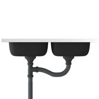 Gootsteen dubbele bakken 800x500x155 mm roestvrij staal zilver - thumbnail