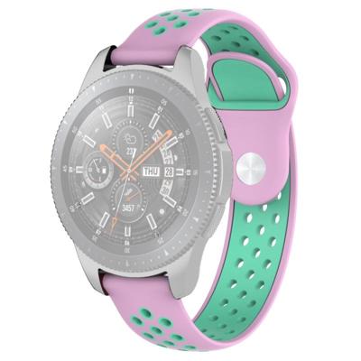 Dubbele kleur polsband horloge band voor Galaxy Watch 46mm (mintgroen + lichtroze)