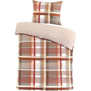 Dekbedovertrek Quinn - wit/zand - 140x220 cm - Leen Bakker