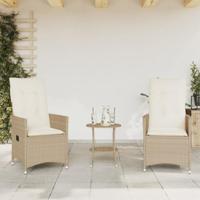 3-delige Bistroset met kussens poly rattan beige - thumbnail