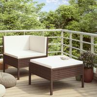 2-delige Loungeset met kussens poly rattan bruin - thumbnail