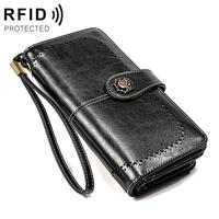 3556 grote capaciteit lange multifunctionele anti-magnetische RFID portemonnee Clutch voor dames met kaartsleuven (zwart) - thumbnail