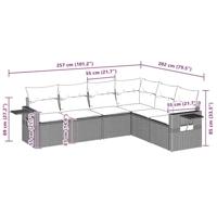 6-delige Loungeset met kussens poly rattan lichtgrijs - thumbnail