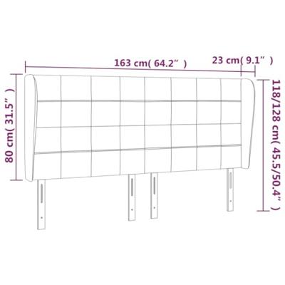 Hoofdbord met randen 163x23x118/128 cm fluweel donkergroen