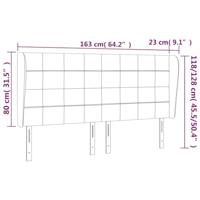 Hoofdbord met randen 163x23x118/128 cm fluweel donkergroen - thumbnail