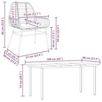 7-delige Tuinset met kussens poly rattan glas zwart - thumbnail